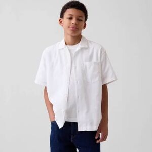 White short sleeve Gap Linen-Cotton Shirt
